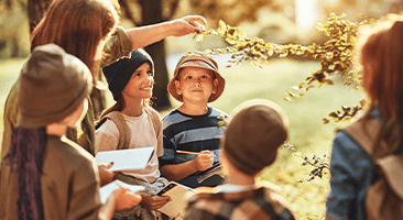 students smile at each other