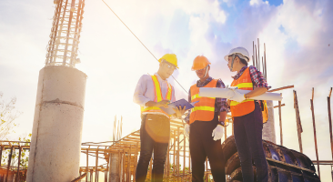 a construction crew at a worksite